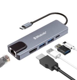 DOCKING STATION  5 EN 1: USB V3.0 TIPO C A HDMI - 2 PUERTOS USB V3.0, USB TIPO C, RJ45 GIGABIT, BROBOTIX 6000694 DOCKING STATION  5 EN 1: USB V3.0 TIPO C A HDMI - 2 PUERTOS USB V3.0, USB TIPO C, RJ45 GIGABIT, BROBOTIX 6000694